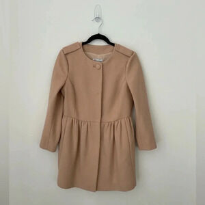 RED Valentino Blush Pink Wool Peplum Coat Fit and Flare Designer Jacket IT42 US6